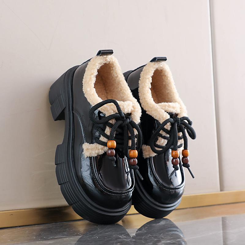 TUINANLE Winter Women's Furry Loafer Shoes, Warm Plush Lined Slip-on Flat Boots, Casual Fur Ankle Booties