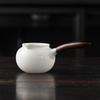 Suet Jade White Porcelain Fair Cup Solid Wood Side Handle Large Fair Cup Ceramic Tea Dispenser Fair Cup Tea Pouring Device Tea Sea