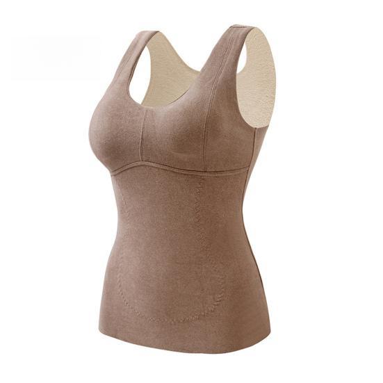 Thermal Underwear Women's Seamless Winter Plus Velvet Thickened Autumn and Winter Vest Double-sided Brushed Bottoming Shirt with Chest Pad