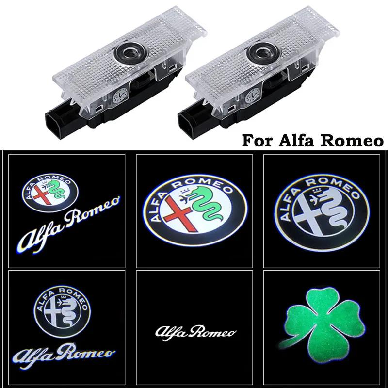 DPRM7 FOR Alfa Romeo LED Car Door Welcome Light Logo Projector Giulia Giulietta Mito Stelvio Brera 147 156 159 car-styling