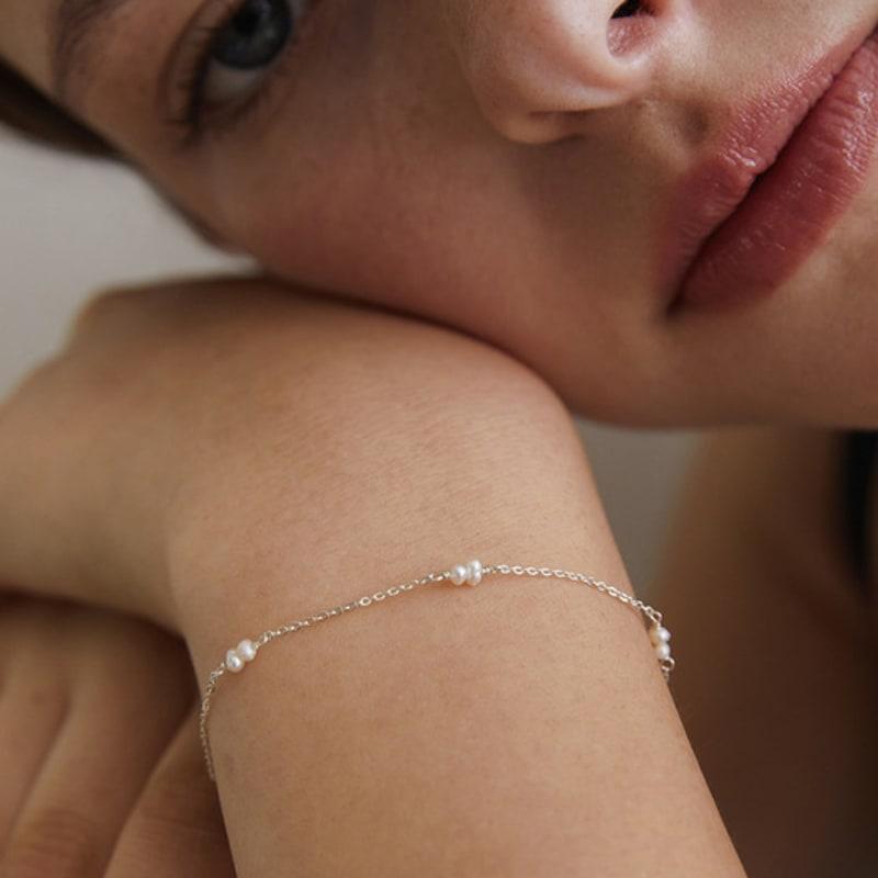 Tatiana (925 Silver) Pearl Connect Chain Bracelet BR2186