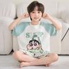 100% Cotton Kids Pajama Set Short Sleeve Shorts Cartoon Print Sleepwear Boys Ages 8