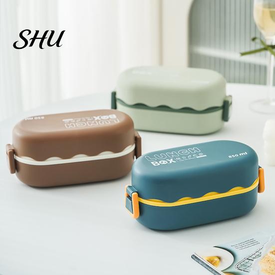 Lunch Food Box Bento Waterproof Good Sealing Double Layer Large Capacity Multifunction School Kids Container with Spoon Daily Use Storage