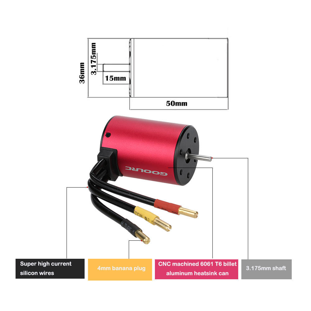 GoolRC S3650 4300KV sensorløs børsteløs motor for 1/10 RC-bil