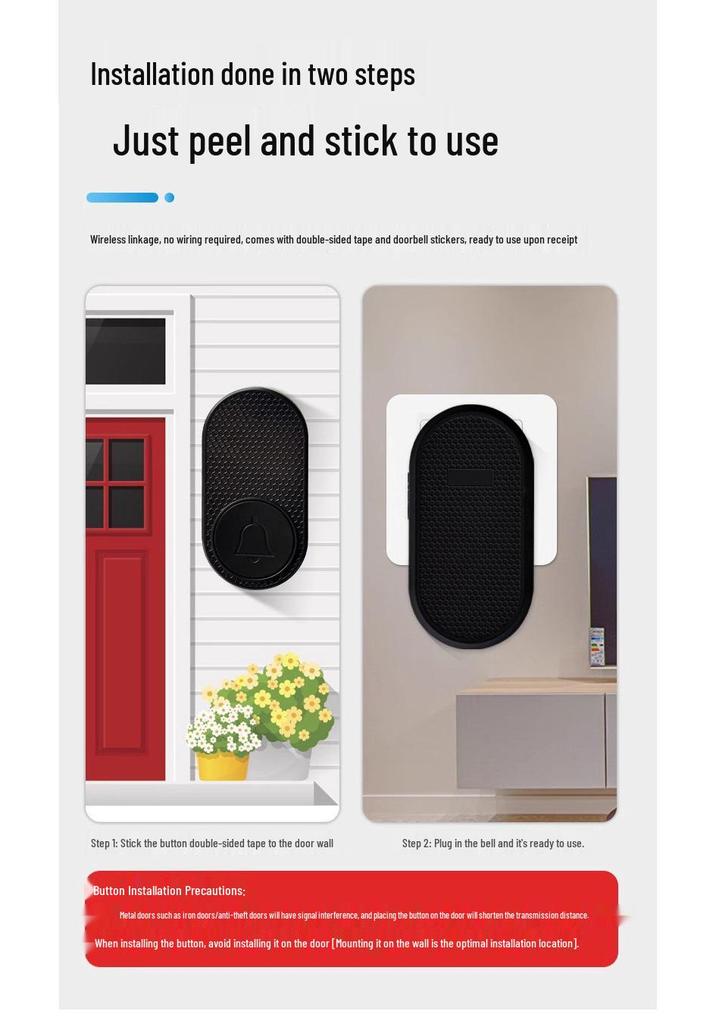 Ultra-Long Distance Smart Wireless Doorbell with One-Button Caller for Elderly and Patients