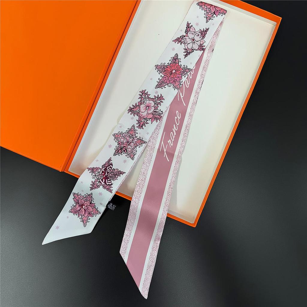 Korean Autumn Tarot Star Floral Women's Versatile Ribbon Tie Silk Scarf Bag Decor.