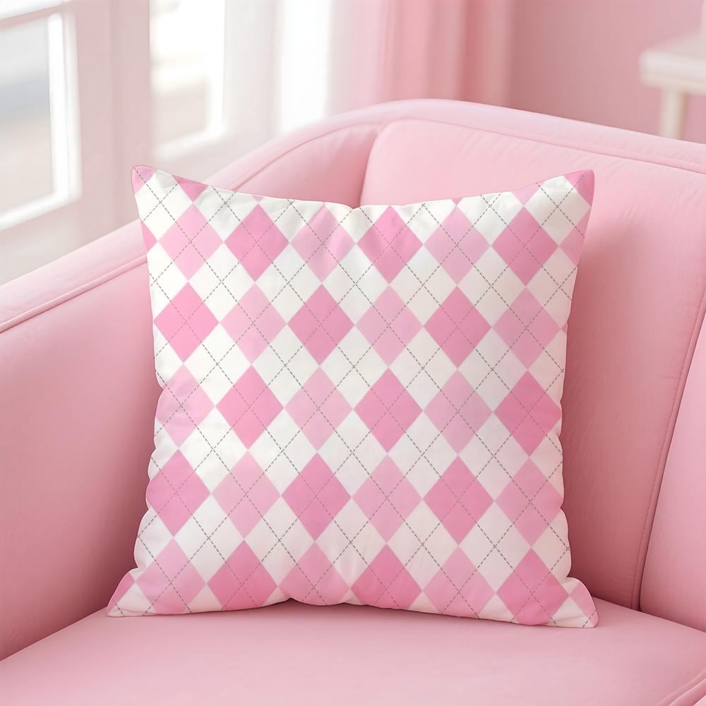 Colorful checkered pattern Cushion Cover Pillow Case Soft Skin Friendly Fabric Comfort Concealed Zipper