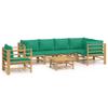 VidaXL Salon de jardin 7 pcs avec coussins vert bambou 3155157