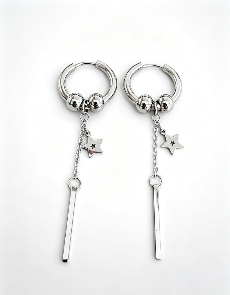 Stainless Steel Round Wire Hip Hop Earrings