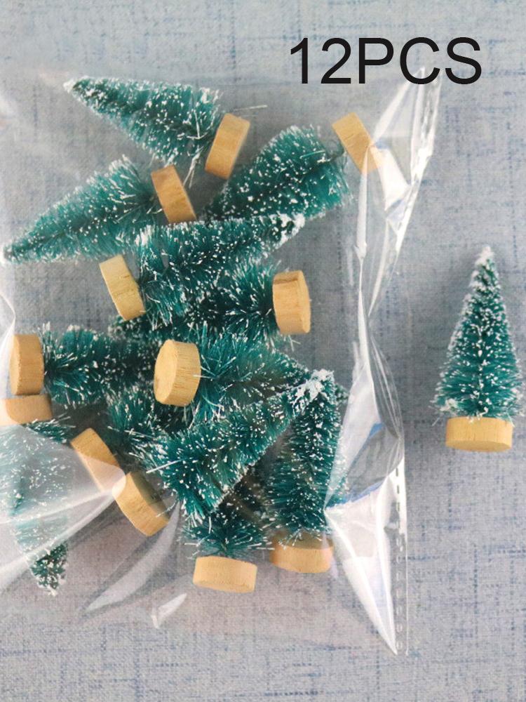

12 шт. Мини Рождественская елка DIY Украшение Искусственная сосна Сизаль Снежный пейзаж Рождественские елки Украшение Настольный Новогодний декор Подарки