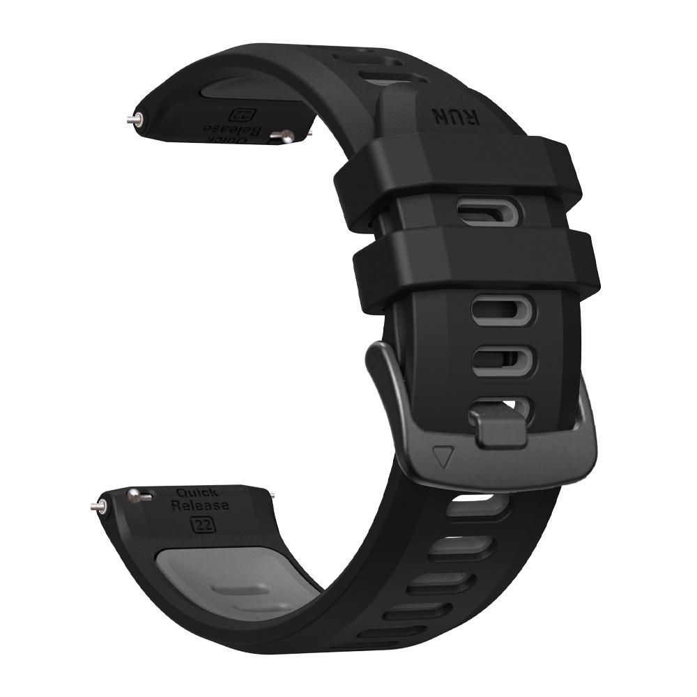 22mm Flat Head Silicone Watch Band for Garmin Forerunner 570, 47mm Two-Tone Strap