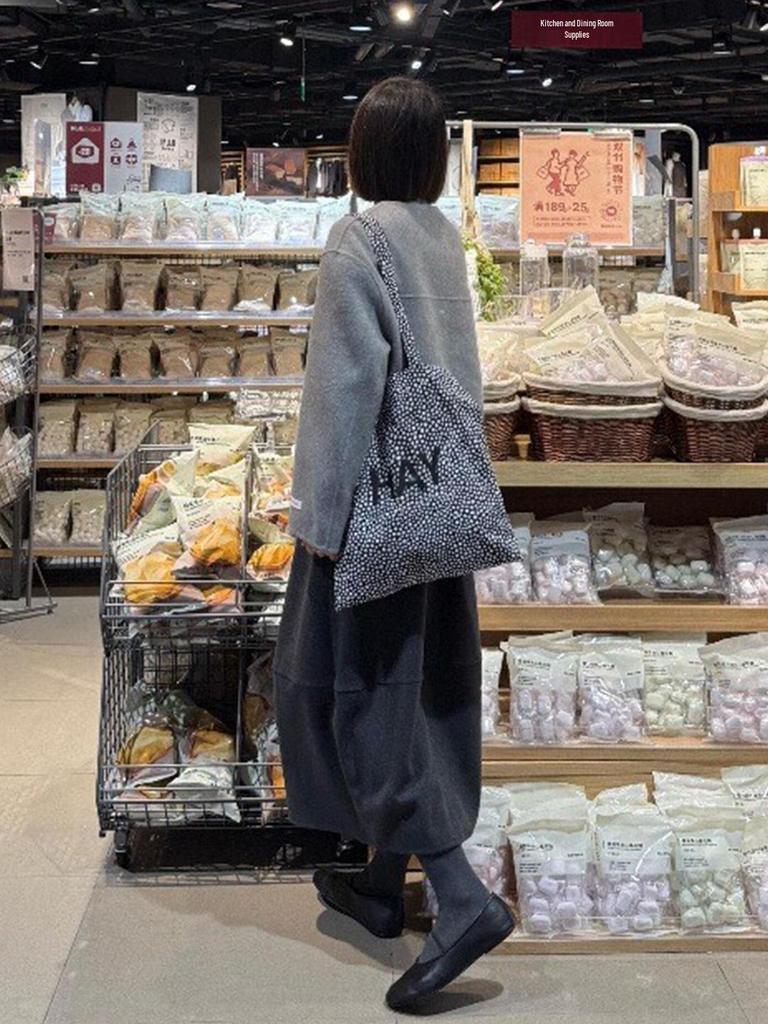Women's Gray Woolen A-line Half Skirt with Plus Velvet Lining for Autumn/Winter 2025 - High Waist Mid-Length Slimming Design.