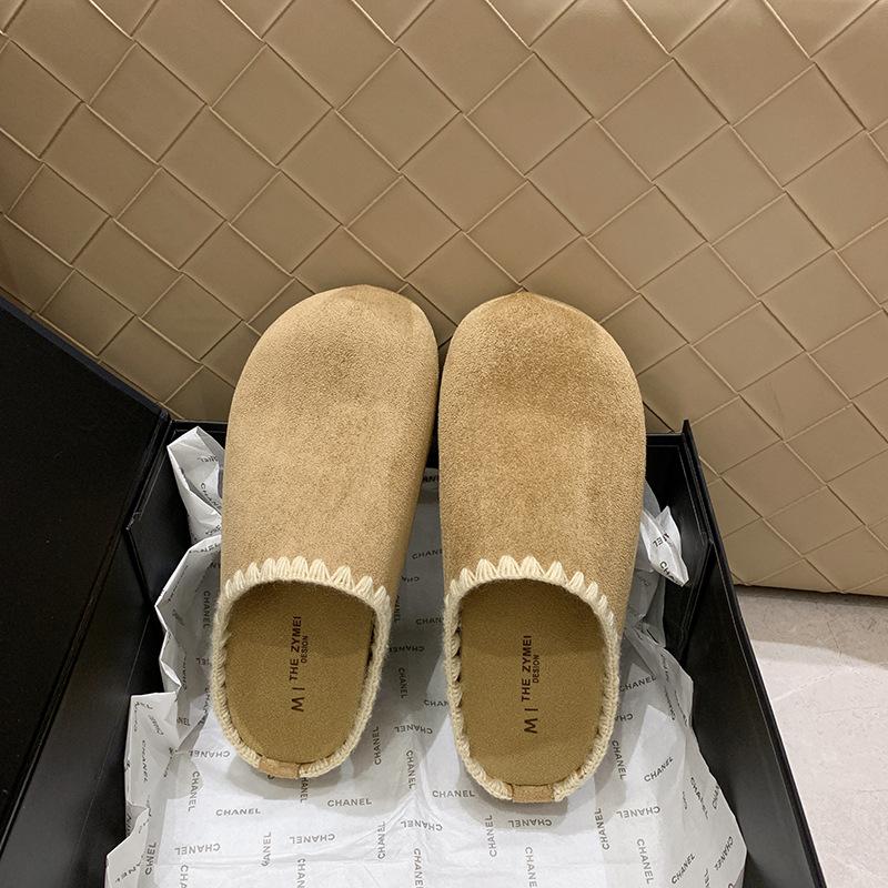 Retro woven Boken half slippers 2025 early autumn new lace thick bottom lazy feeling increased lazy bag head drag