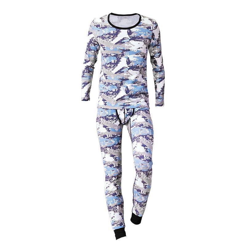 

Легкий мужской теплый костюм на осень и зиму: Майка, топ с длинным рукавом, леггинсы, нижние брюки, брюки среднего возраста. XXL синий