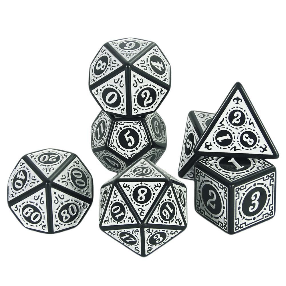 Dice Collection Polyhedral Dice High Quality Plastic Dice Collection Unique Pattern Stunning Classic Style Font Style Ideal for Role Playing Games