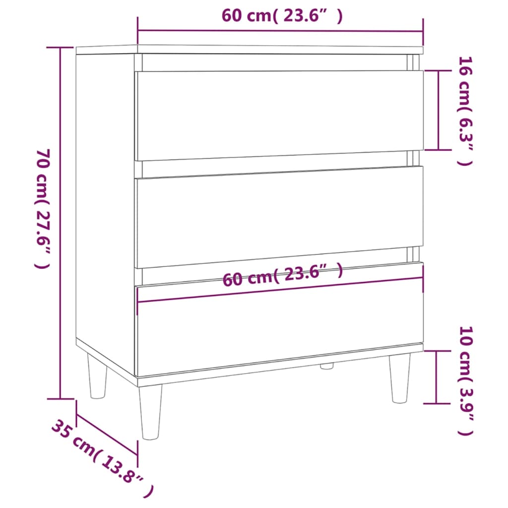 Sideboard White 60x35x70 cm Wood Based Panel