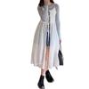 Korean Chic Lace See-Through Strappy Dress & Tie Cardigan - 2026 Spring/Summer Collection for Women