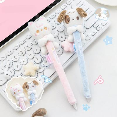 1 Stück Ins Niedliche Cartoon-Welpen-Kätzchen-Plüsch-Stifthülle für kapazitiven Tablet-Stift Kawaii Weicher, bequemer, rutschfester Stiftmantel für Mädchen