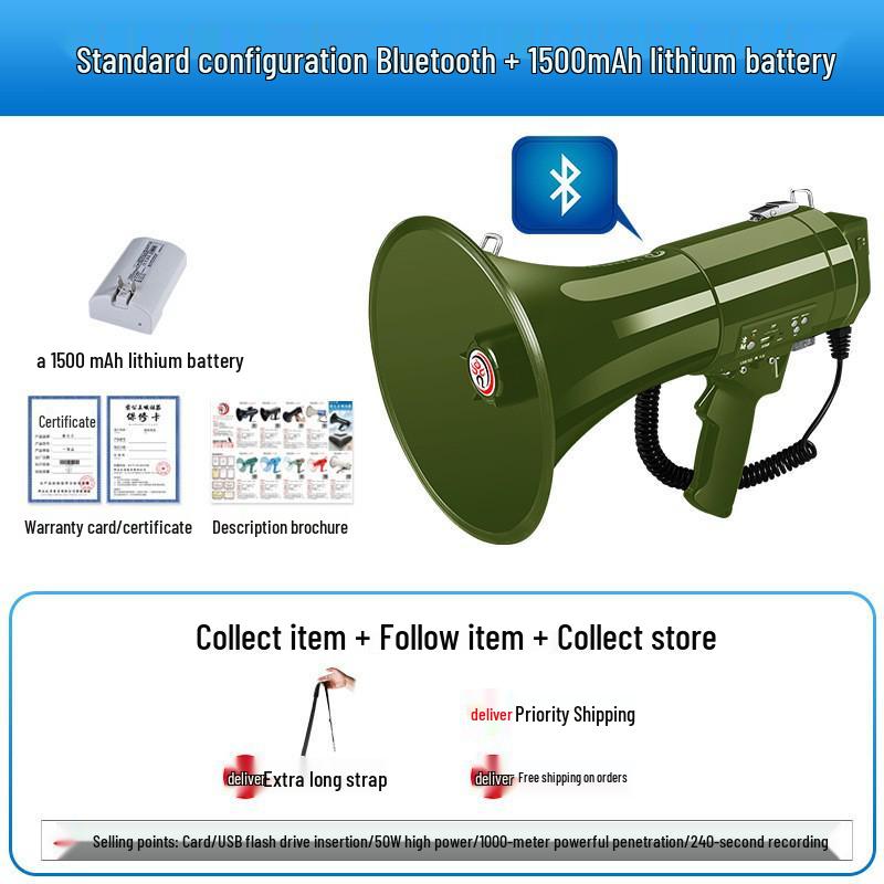 High-Power Bluetooth Megaphone: Thunder King CR-87 - Portable Multifunctional Handheld Amplifier for Outdoor Promotions & Patrols