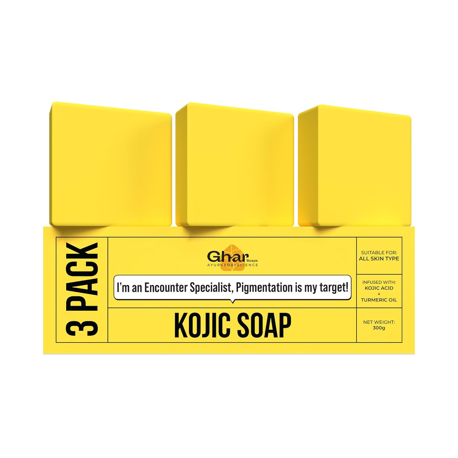 

GHAR SOAPS Kojic Acid 2% Soap with Niacinamide for Pigmentation Dark Spots Brightening 100 g Pack of 3