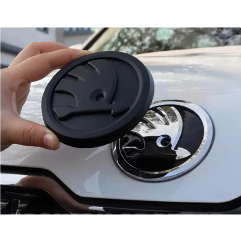 AAAAD1 90mm 80mm FIT for SKODA Octavia Kodiaq Karoq Car Front Head Hood Bonnet Emblem Rear Tail Trunk Sticker Badge Styling Accessories