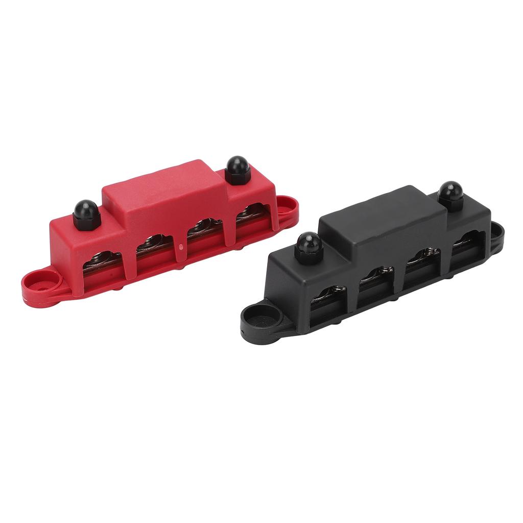 Pair Black Red Power Distribution Block Bus Bar M8 Terminal Studs for Cars RVs Ships Yachts