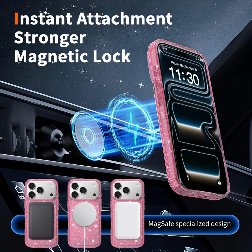 Sanfeng für Apple 16 Handyhülle für IPhone 17 Pro Flash-Puder Hohe Transparenz Anti-Fall Schutzhülle 15pm Schutzhülle