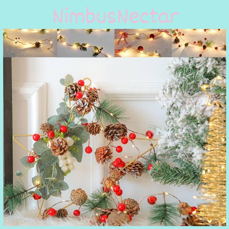 2m Christmas Pine Cone Led String Light Battery Xmas Tree Garland Decors Lamp