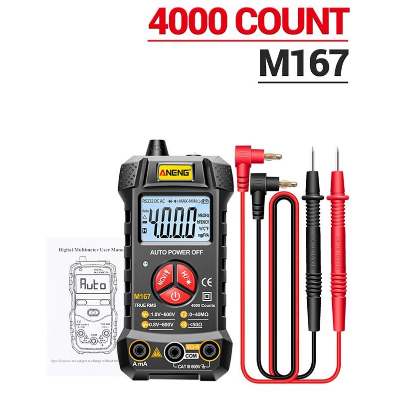 M167 Digital Mini Multimeter Tester Auto Multimetro True Rms Tranistor Meter With NCV Data Hold 4000counts NCV Flashlight