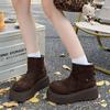 Platform Women Snow Ankle Boots Suede Short Plush Cotton Flats Shoes 2025 Trend Warm Casual Cozy Non-slip Winter Botas De Mujer