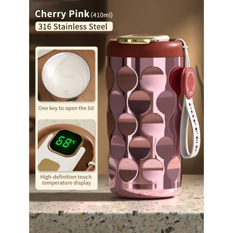 Thermos Stainless Cup Water Bottle Vacuum Cup Coffee Thermos Mug Leak-Proof Non-Slip Temperature Display Cup