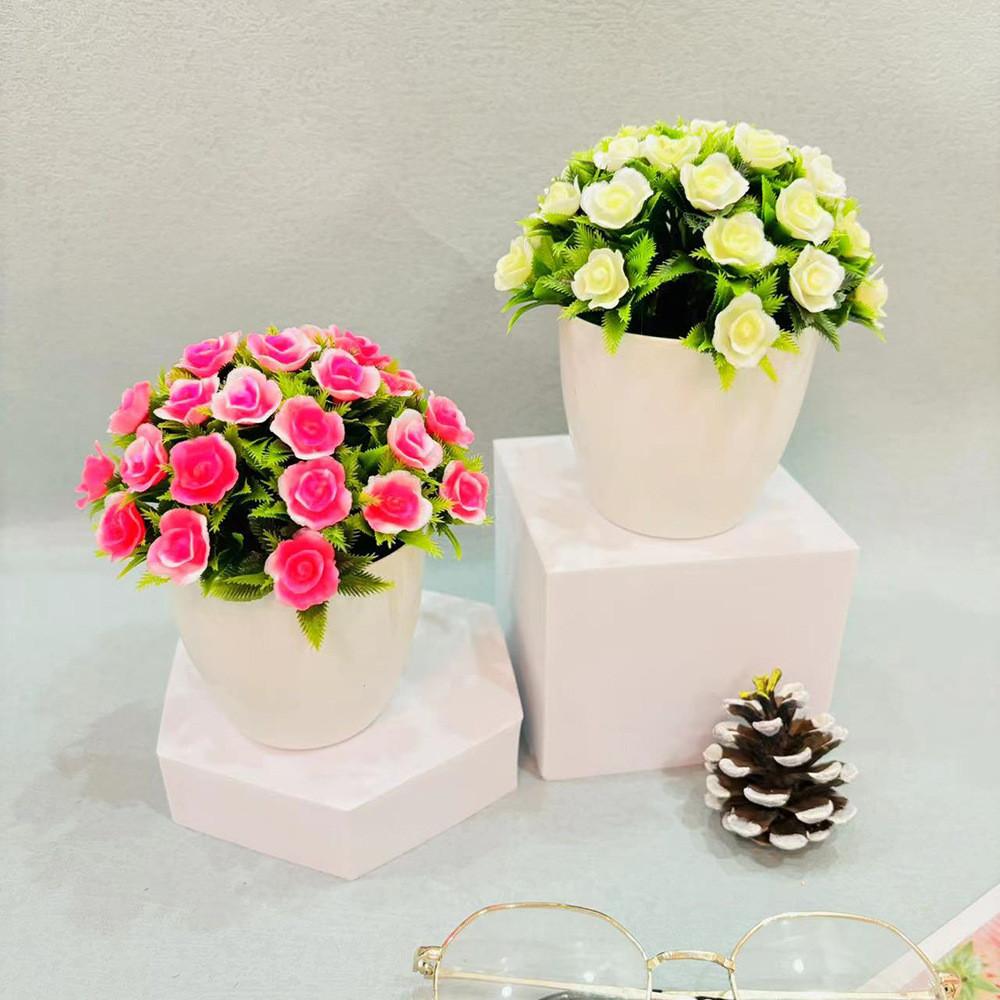 Plastic Indoor Decorative Sphere With Faux Fuchsia Flowers For Office Displays