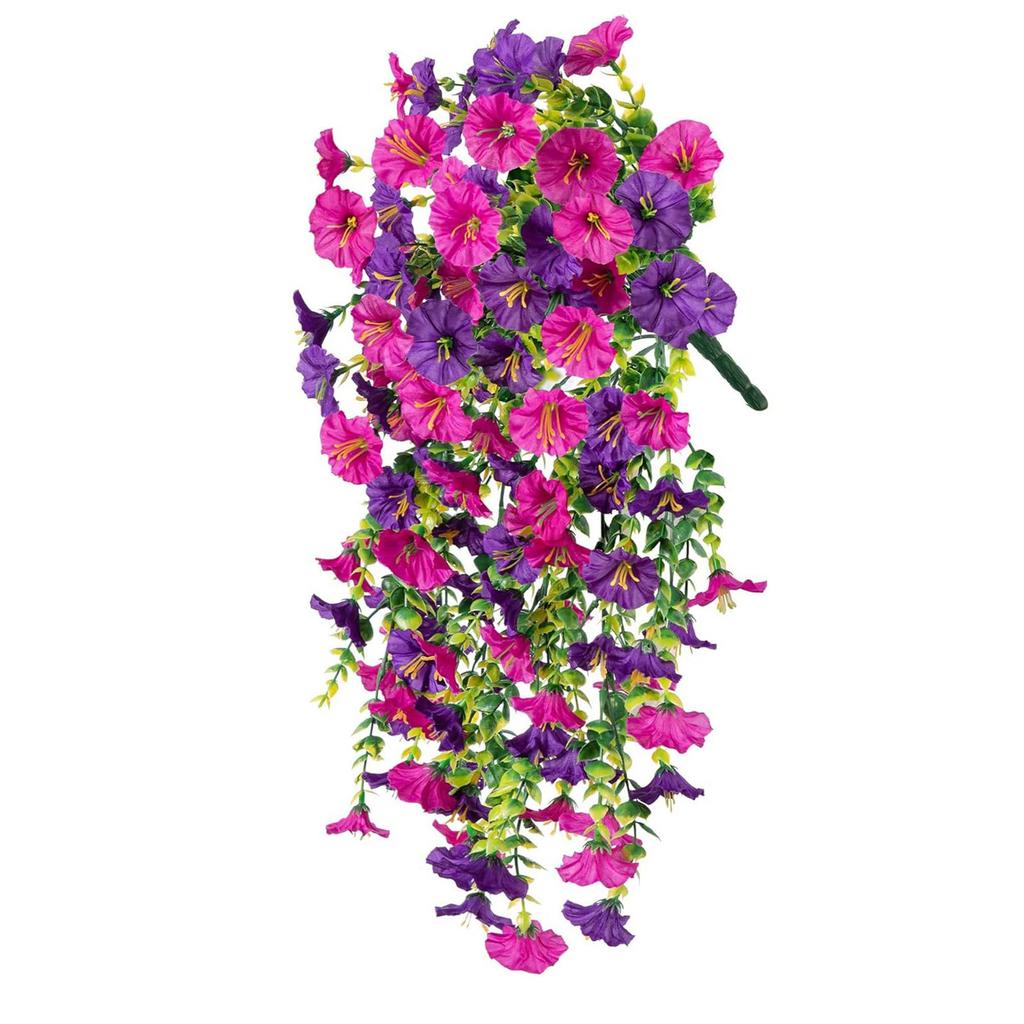 1 PCS Artificial Flowers For Outdoors Faux Plants Silk Morning Faux Flowers With Leaves Realistic Hanging Petunias Plants For Home Garden Decor