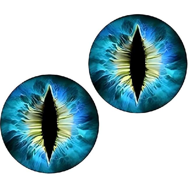 2 PCS Car Beast Eyes Decals, 3D Stereo Beast Eyes Stickers, Water-Proof Round Light Decal, Cool Beast Eyes Light Decoration Stickers, Suitable For