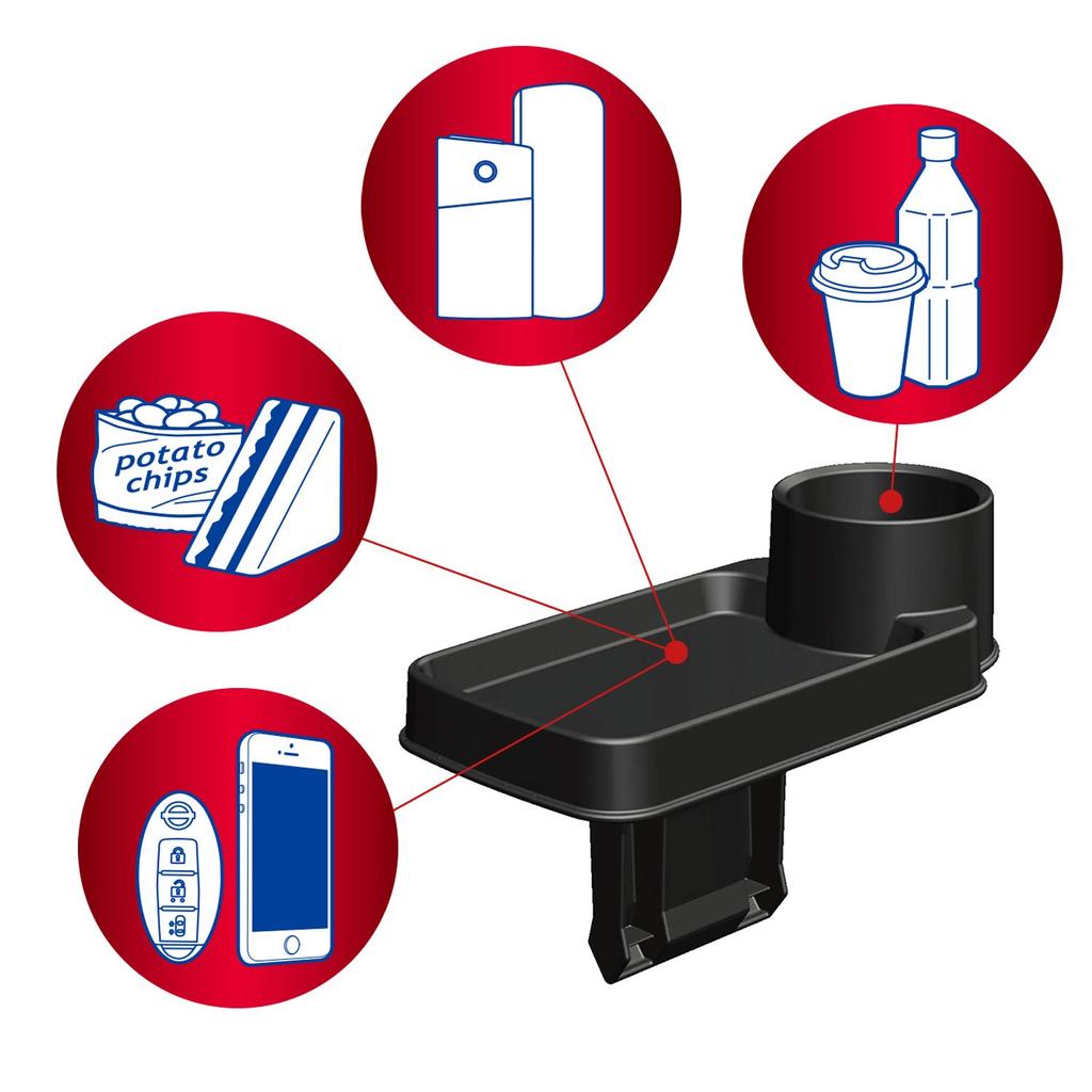 SEIWA Car Bench Seat Tray with Drink WA72 Holder, Black,