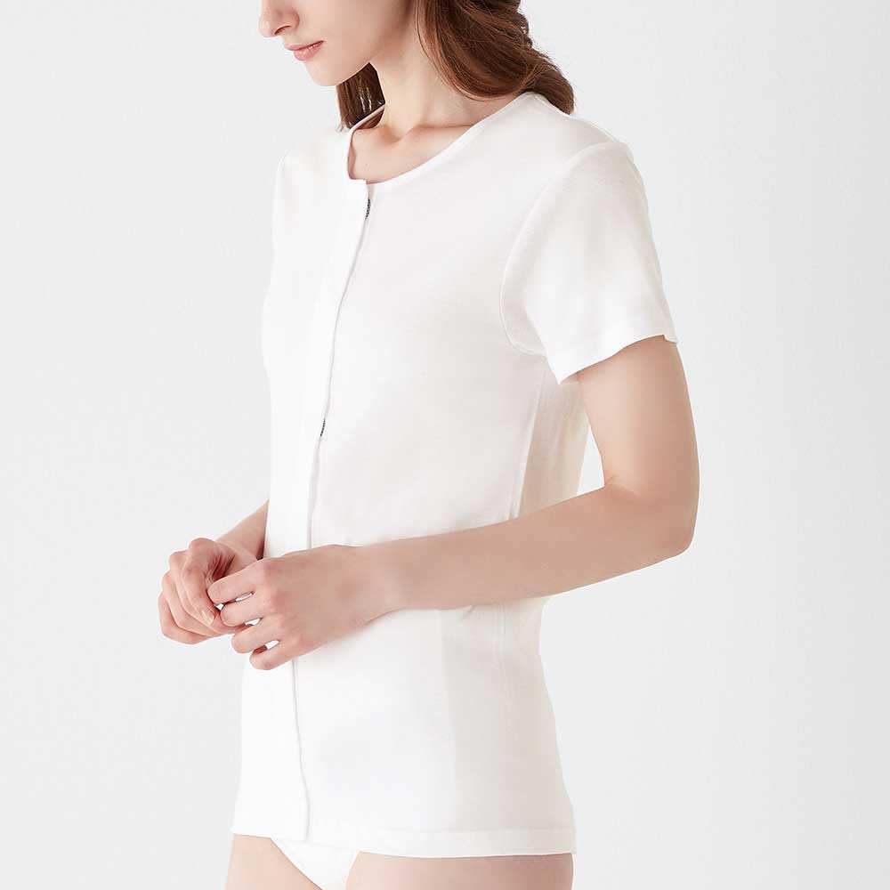 Gunze Sleeve Front and Moisturizing and Easy Calm Set of 2 Women's 3/4 Innerwear, Opening, Antibacterial, Deodorizing, Ingredients, 100% Cotton, "Aijo