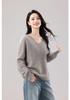 Women's 26-Year Brush V-Neck Sweater: 5% Cashmere, 5% Silk, 90% Australian Wool - Seamless and Versatile