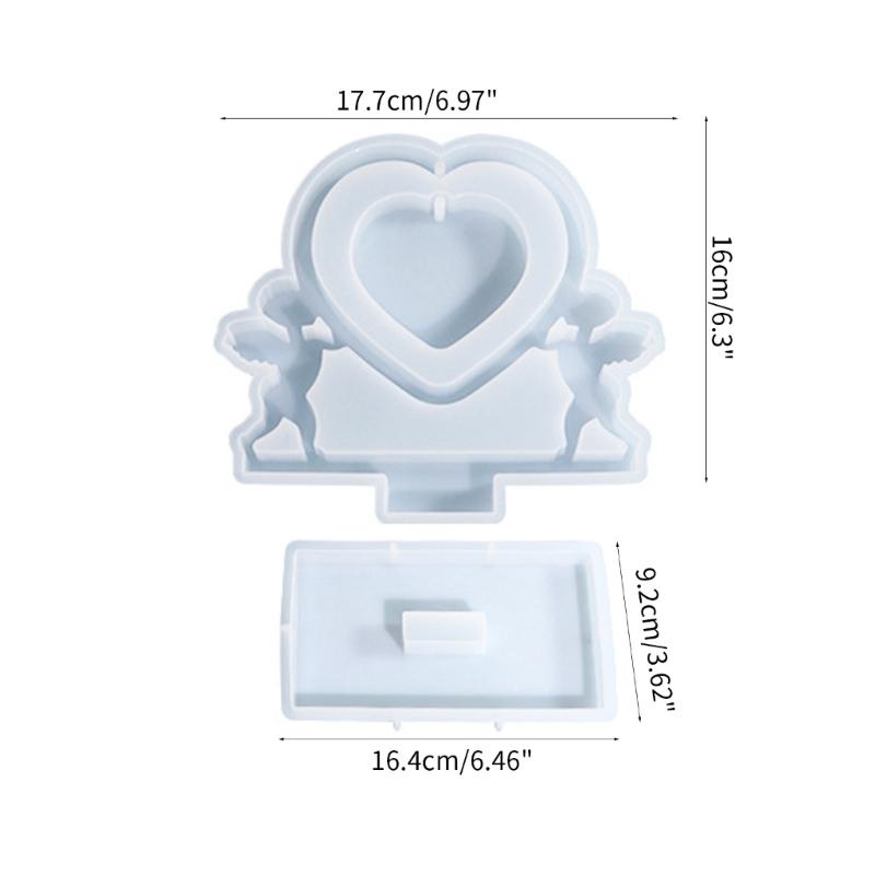 DIY Silicone Mold Heart Photo Cupids Frames Molds Beautiful Heart Shaped Frames Mould for Home Office Table Ornaments