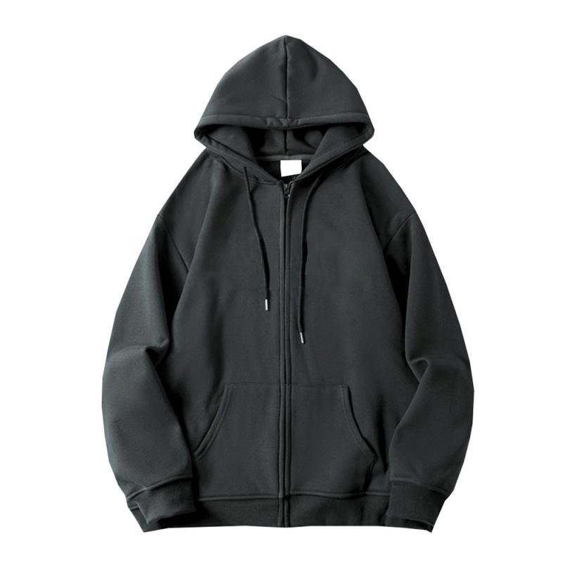 CVC cotton wool composite milk silk 320g back-necked plain zipper hoodie for women