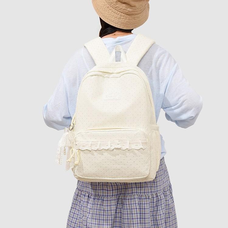Schoolbag wholesale new schoolbag female Korean ins polka dot girl lace high value large capacity junior high school backpack