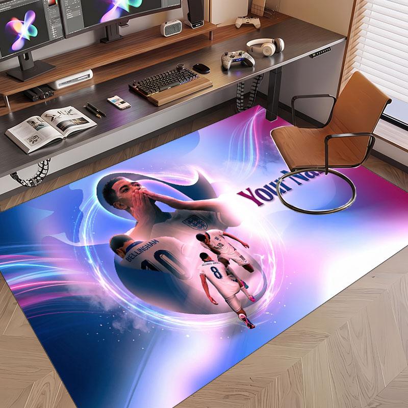 Custom Rug Jude Bellingham Pattern Print Name Text Soft Non‑Slip Floor Carpet for Home Indoor Decoration