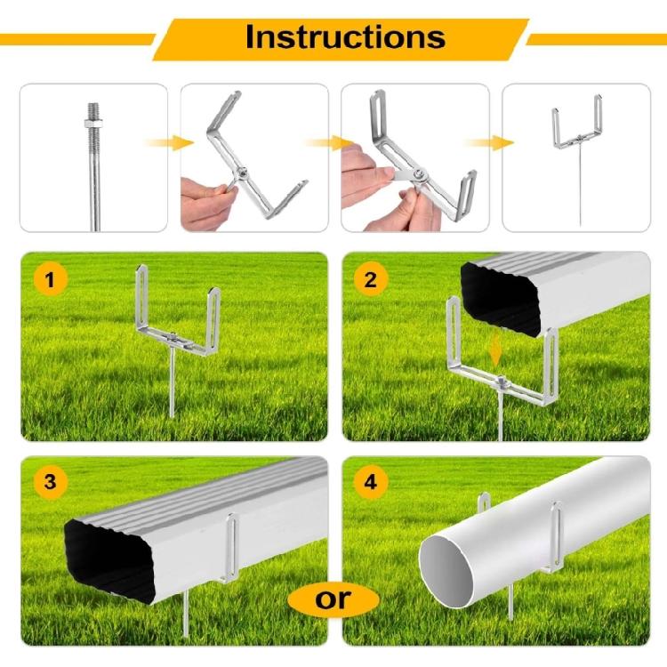2 pièces Support Métallique pour Gouttière Support de Tuyau d'Eau de Pluie Antirouille Stabilisateur Ancrages pour Support de Tuyau