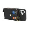 For iPhone 17 Case with Zipper Pouch / Ring Kickstand / Strap Litchi Texture PU + TPU Phone Cover