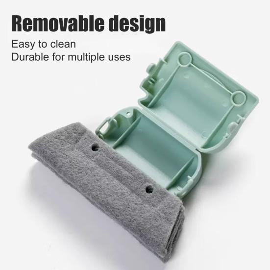 Window Track Cleaning Brush Set Hand-held Window Groove Cleaner Brushes Dual-Sided Design Replaceable Sponge Cleaning Brush