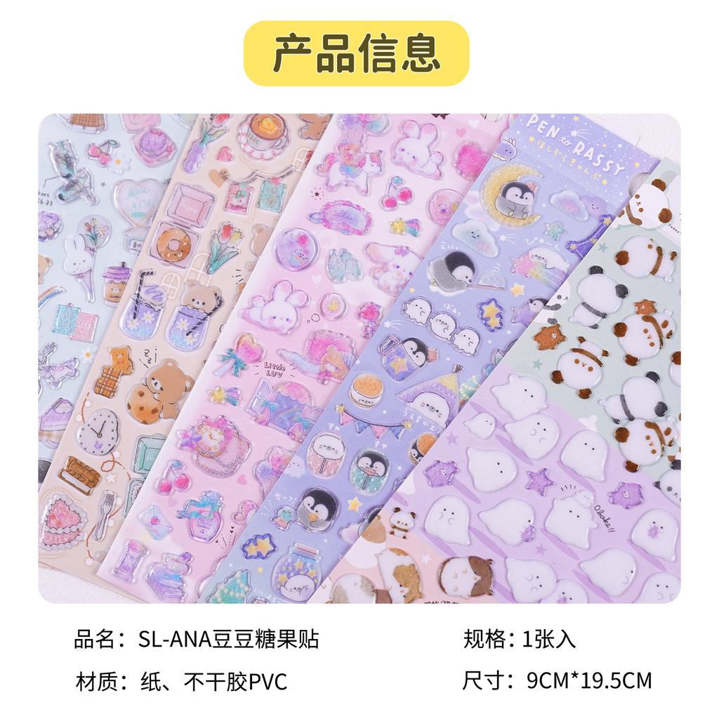 Viral Japanese Style Cute Animal Cartoon Stickers 1pcs Crystal Waterproof Decals for Children Reward Handmade Decoration