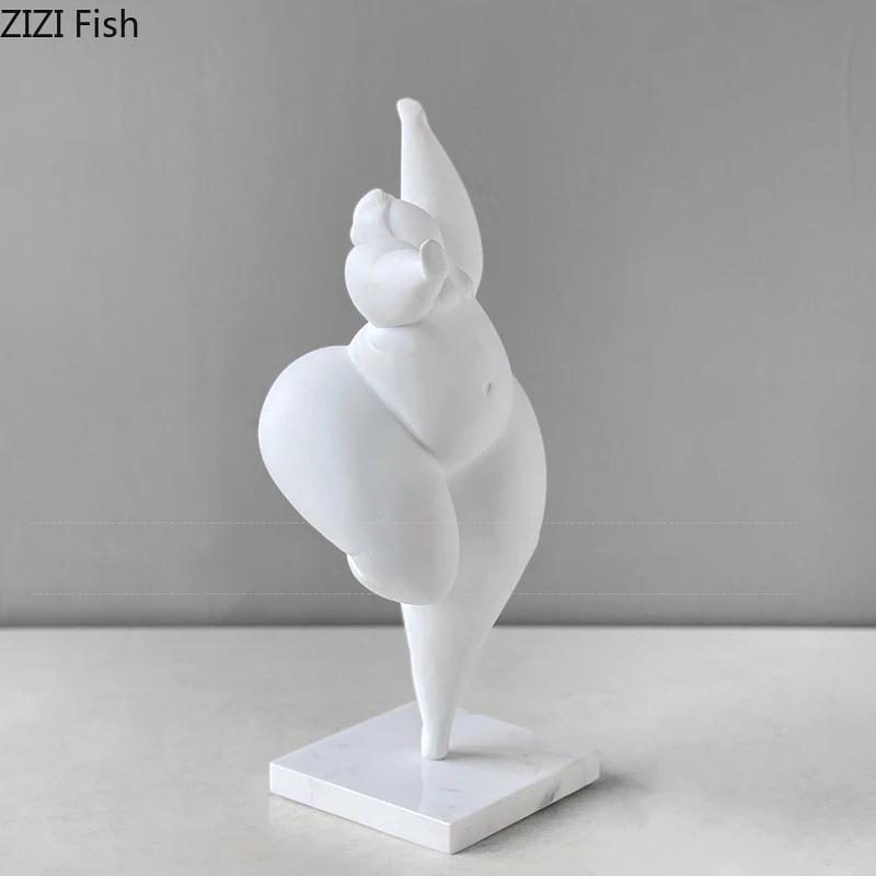 Minimalism Fat Girl Dancer Figures Statue Crafts Desk Decoration Character Resins Sculpture Ornaments Room Aesthetics Decor