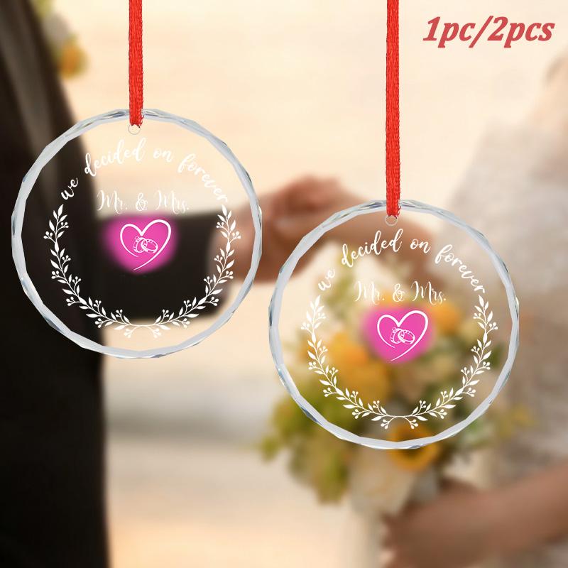 1pc/2pcs Wedding Glass Pendant-Gifts for Newlyweds Wedding Souvenirs, Wedding Scene Decor, Tree Decor, Party Decor, Backpack and Keychain Pendant