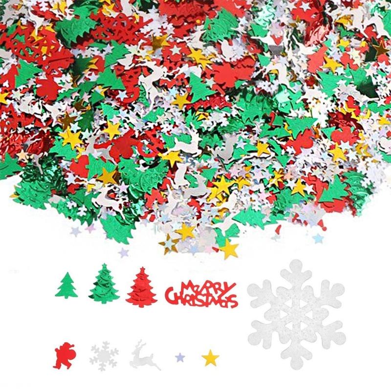 Christmas Reindeer Snowflake Confettis Sparkling Plastic Confettis for Holiday Party Table Centerpieces Vase Fillers