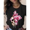 Female T Shirt Skull Head Butterfly Flower Print Short Sleeve O Neck Loose Women Tshirt Ladies Tee Shirt Tops Camisetas Muje