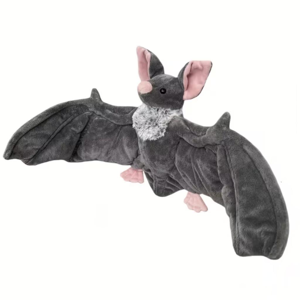Cute Grey Bat Plush Toy Soft Stuffed Animal Flying Bat Plushie Birthday Halloween Xmas Gift For Kids Girls Boys Home Decoration